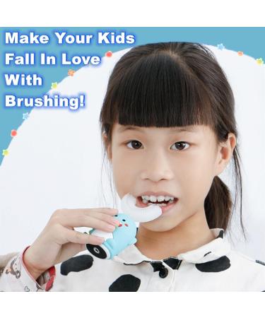 Kids Sonic Electric Toothbrush U Shaped Automatic Timer IPX7 Waterproof 5 Modes 360 Oral Cleaning Teeth Whitening Gums Massage Replaceable Soft Cartoon Modeling Design for Child 7-15 (Pink Cow) - Buy Online on GoSupps.com