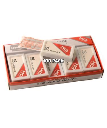 100 PACK Double Edge Stainless Steel Razor Blades - Men's Safety Razor Blades for Shaving - Platinum Stainless Steel Double Edge Razor Blades - Precise Smooth Clean Shave and Barber Shops