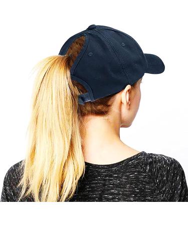 Eohak Women's Ponytail Baseball Hat | Distressed Retro Washed Twill | Black Medium - Buy Online on GoSupps.com