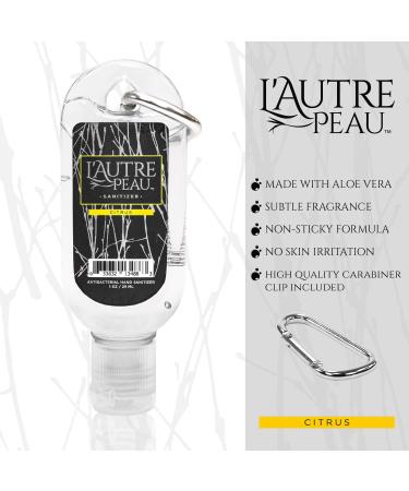 Travel Hand Sanitizer Gel with Aloe Vera & Vitamin E - Citrus Scented Alcohol-Based Instant Cleaner | L AUTRE PEAU 1oz 6 Pack with Carabiner Clip - Buy Internationally - Buy Online on GoSupps.com