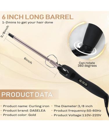 Professional Curling Iron with Variable Temperature Control - 3/8 Inch Gold Wand for Effortless Short & Long Hair Styling | International Shipping Available - Buy Online on GoSupps.com