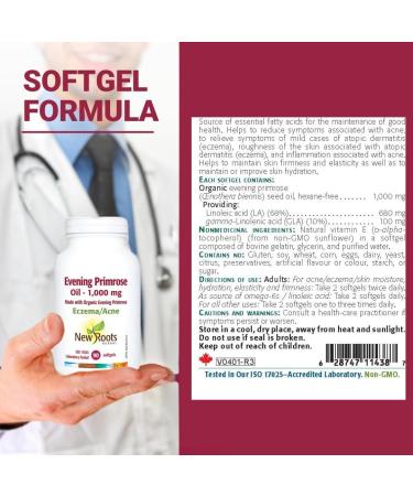 New Roots Herbal - Evening Primrose Oil 1 000mg - 90 Softgels - Organic Evening Primrose Oil - Evening Primrose Oil for Skin - Evening Primrose Oil Organic - Evening Primrose Oil Supplement - Eczema/Acne 90 count (Pack of 1) - Buy Online on GoSupps.com