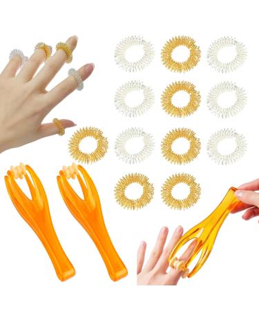 Kasess 12 pieces acupressure ring set battery pressur rings with 2 pieces of finger massage scooters massage rings for fingers reusable finger massage for stress reducing pieces battery rings finger - Buy Online on GoSupps.com