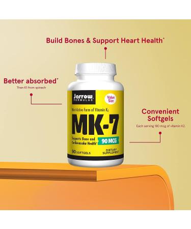 Jarrow Formulas MK-7 90 mcg - Bone & Heart Health Supplement - 90 Servings - Buy Online on GoSupps.com