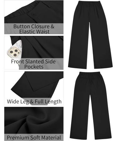 Vetinee High Waisted Wide Leg Dress Pants for Women | Business Office Trousers with Pockets | Black - Buy Online on GoSupps.com