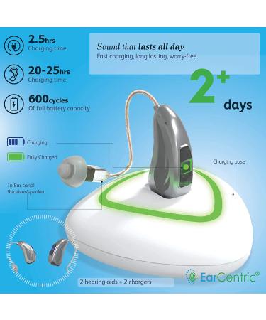 Silver Rechargeable Hearing Aid for Seniors | Noise Cancelling & Feedback Reduction | Invisible Receiver in Canal | Ideal for Mild to Severe Hearing Loss | Digital Personal Sound Amplifier - Buy Online on GoSupps.com