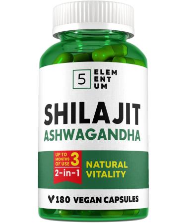 5 elementum Shilajit Capsules 180 Pieces 1000mg Per Dose Vegan High Potential From India 180 Kaps Large Jar