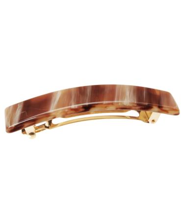 France Luxe Classic Rectangle Hair Barrette  Caramel Horn - Classic French Design for Everyday Wear