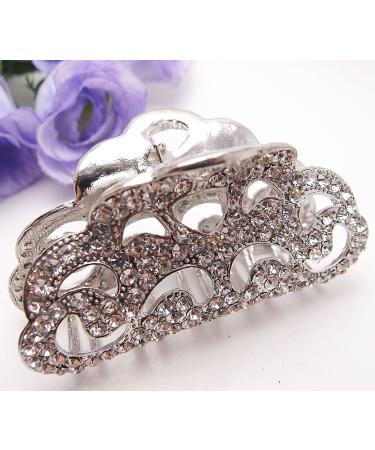 Fit long Hair New Vintage Silver color Swarovski Crystal Retro Copper Hair Claw Clip 812
