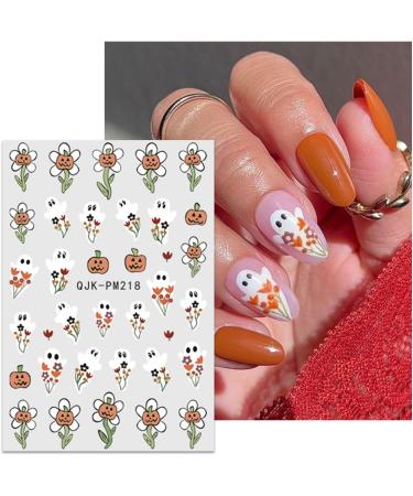 JMEOWIO 9 Sheets Halloween Nail Art Stickers Decals Self-Adhesive Cute Pink Flower Ghost Nail Supplies Nail Art Design Decoration Accessories - Buy Online on GoSupps.com