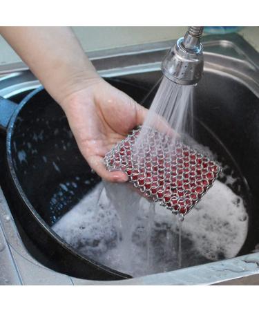 High Density Stainless Steel Chainmail Scrubber with Silicone Lining - Ideal for Cast Iron Skillets, Woks, Pots, and Pans - Black - Buy Online on GoSupps.com