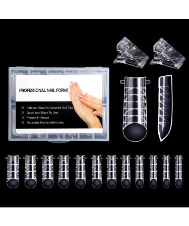 BNG Dual Forms System Flat Square Full Cover Poly Nail Gel Extension Mold Tips with Clips Style A