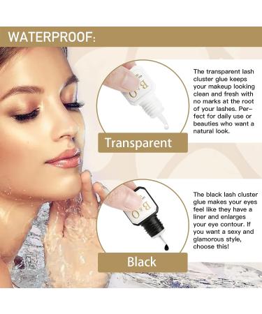 Cluster Lash Glue 5ml - Long Lasting Waterproof Eyelash Extension Bond for DIY Lash Clusters - Clear Lash Glue with Micro Brushes - B&Q LASH - Buy Online on GoSupps.com