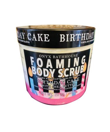Onyx Bath House Birthday Cake Foaming Bath Scrub 20 Oz! Infused With Shea Butter! Body Scrub Gently Exfoliates And Hydrate Skin! (Birthday Cake)