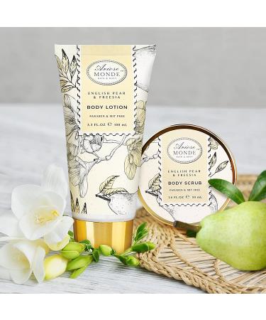 English Pear & Freesia Bath Spa Gift Basket Set for Women & Men - 9 Pc Luxury Body Care Set Including Shower Gel, Bath Salts, Bubble Bath, Body Scrub - Relaxing Gift Idea - Buy Online on GoSupps.com