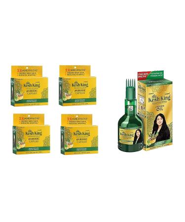 Kesh King Ayurvedic Combo Pack (4 Box Capsules (120 Capsules) + 100ml Oil) - by pharmacylife