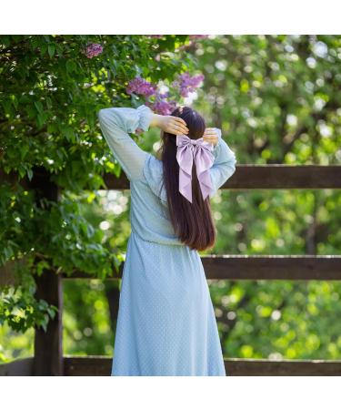 Hair Bow Purple Big Hair Bows for Women Solid Color Bow Hair Clips with Long Ribbon Soft Satin Silky Bow Hair Clip French Purple Hair Bows Cute Gifts for Women Girls (Purple) - Buy Online on GoSupps.com