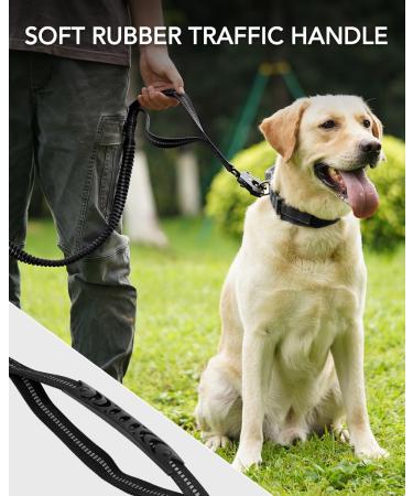 Joytale Tactical Dog Lead | Heavy Duty 1.2-1.8m Shock Absorbing Bungee Lead | 2 Handle Metal Carabiner | Car Seatbelt Strong No Pull Lead for Medium Large X-Large Dogs - Black - Buy Online on GoSupps.com
