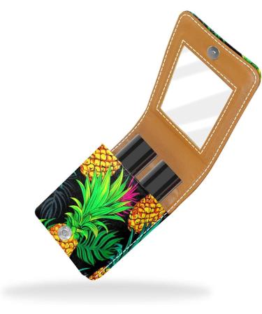 Buy Colorful Pineapple Leather Lipstick Case | Mini Lip Gloss Organizer with Mirror - International Shipping Available - Buy Online on GoSupps.com