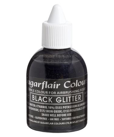 Sugarflair Black Metallic Glitter Edible Airbrush Colour - Edible Food Colouring Airbrush Paint for Cakes Cupcakes Icing and Cake Decorations - 60ml Glitter Black