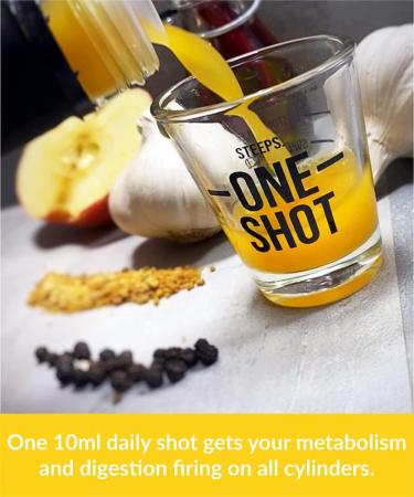 Steeps One Shot | Honey | Raw & Unpasteurised Organic Apple Cider Vinegar | Unfiltered with the Mother with Honey Turmeric & Ginger | 25 x Health Drink Shots - Buy Online on GoSupps.com