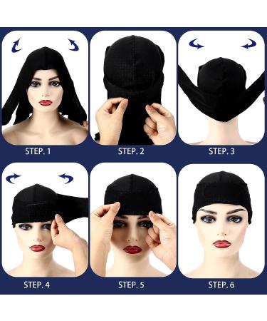 6 Pcs Black Silky Durag Wave Cap Set for Men - No Strings Compressing Doo Rag - Buy Online on GoSupps.com