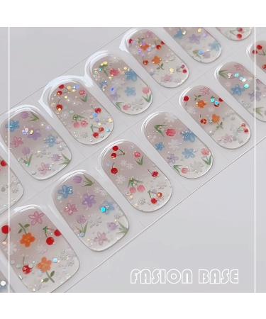 Semi Cured Gel Nails Strips 20 Stickers Nail Wraps Soft Self-Adhesive Gel Nail Stickers Salon-Quality Gel Nail Strips for Nails French Tip Manicure UV/LED Lamp Required (Garden-271) - Buy Online on GoSupps.com