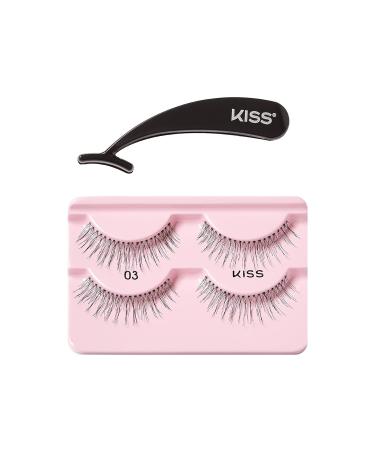 KISS Ever EZ Lashes Double Pack No. 03 | Reusable Natural Eyelash Starter Kit with Easy-Angle Applicator | 2 Pairs of Human Hair False Eyelashes in Black - Shop Now Worldwide - Buy Online on GoSupps.com
