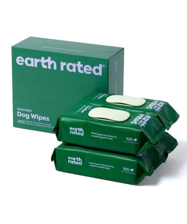 EARTH RATED WEETS FOR DISCHES BACK FURSCHE FORGES on a vegetable basis for easy use on paws body and butt lavender scent 400 pieces of lavender 400 pieces