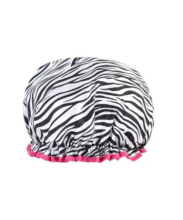 Reusable Double Thickened Shower Cap - Waterproof and Trendy Zebra Design - Perfect for Bathing and Showering - 1 Piece
