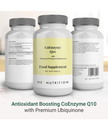 Hey Nutrition CoEnzyme Q10 Supplement - 100mg Premium Ubiquinone - Antioxidant Boost - Vital Organ Nutrition - Non-GMO - UK Made - 60 Softgels - Buy Online on GoSupps.com
