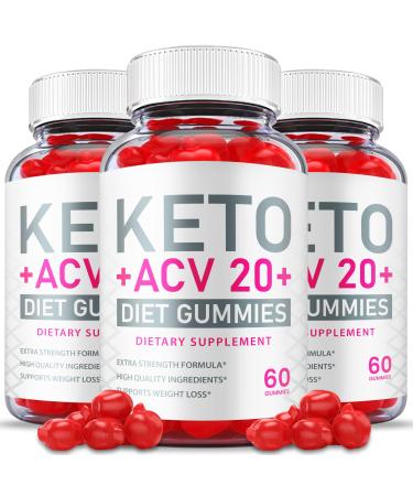 (3 Pack) Keto ACV 20 Gummies - Official Formula Vegan - Keto ACV 20 Plus Gummies Keto ACV 20+ Gummies Apple Cider Vinegar Vitamin B12 B6 Beet Root Juice Keto ACV 20 Plus Jujubes (180 Gummies)