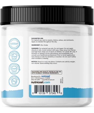 Nutricost Zinc Oxide Powder (500 Grams) 100% Pure No additives - Vegan Non-GMO Nutricost Essentials - Buy Online on GoSupps.com