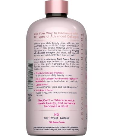 NeoCell Liquid Multi Collagen Peptides | 16 fl oz | with Biotin | Advanced Nourishing Formula | 10 Types of Bio-Peptides | Hair Skin & Nails | for Women and Men - Buy Online on GoSupps.com