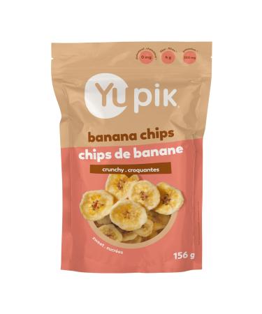Yupik Sweetened Banana Chips 156 g Gluten-Free Kosher Dried Fruits Sweet Crunchy Snacks Lightly Sweetened Dried Banana Slices Healthy Snacks