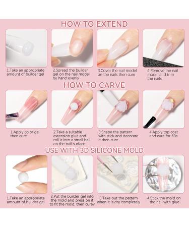 SUPWEE Solid Builder Gel for Nails Kit Clear White 3D Sculpture Nail Gel Non-Stick Hand Nail Extension Gel for Carving Patterns Decoration Nail Strengthen Nail Art Salon Home S-192 - Buy Online on GoSupps.com