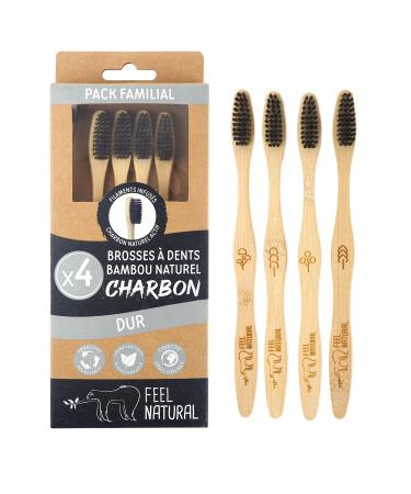 Set of 4 toothbrushes Charcoal-Dur. Feel Natural