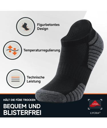 Breathable Cotton Sneaker Socks for Men 6-Pair Set | Sizes 35-50 | Short Running Sports Socks - Black & Gray - Buy Online on GoSupps.com