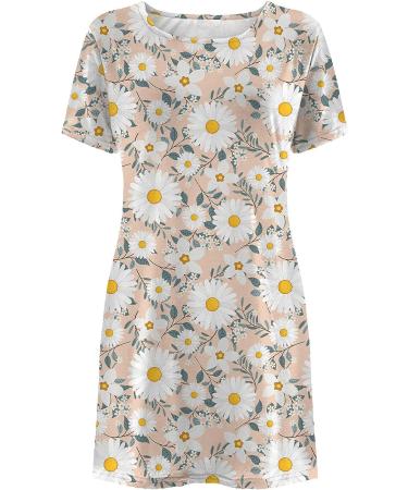 ZSDVBZS Summer Dress 2023 - Casual Loose Short Sleeve T Shirt Dress for Women - Boho Swing Beach Cover Up - Pink - X-Large - Buy Online on GoSupps.com