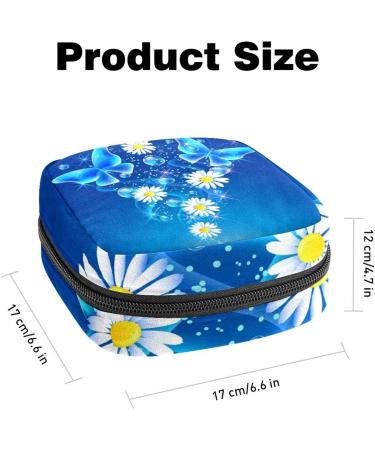 Buy Stylish Menstruation Pad Bag with Zipper - Women s Tampon & Napkin Collecting Bags (Blue Butterflies Daisies Floral Designs) - Durable & Convenient for Girls - Buy Online on GoSupps.com