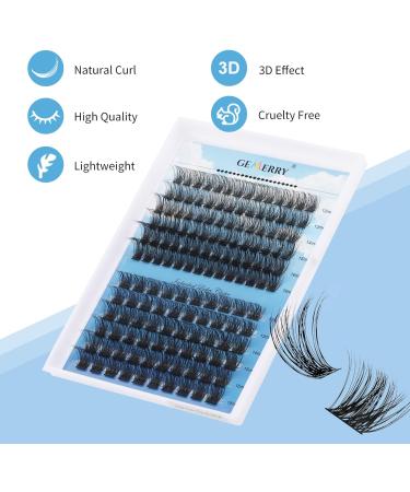 Gemerry Cluster Eyelash Extensions 144pcs, C3/C9 D Curl 12-16mm Mix Ribbon Lashes, Wide Stem Natural DIY Lash Extensions - Buy Online on GoSupps.com