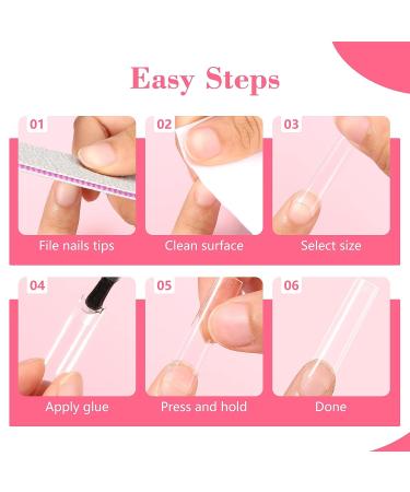 Lionvison XL Long Square Nail Tips - Half Cover Clear False Nails for Acrylic Extensions - Professional French Nail Salon Quality - 12 Sizes Straight Flat Pre Shaped for Home DIY - Buy Online on GoSupps.com