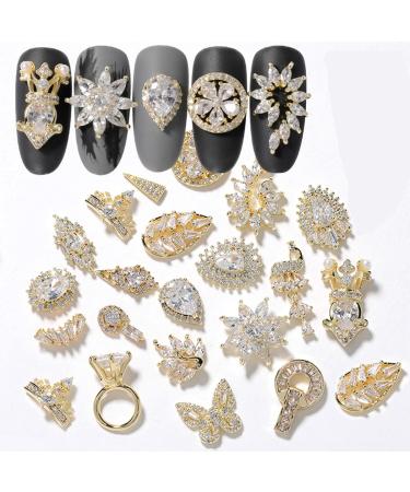 10pcs Sweet 3D Gold Heart Dangle Alloy Glitter Nail Charm Rhinestone Nail Jewelry Pendants Diamond Nail Art Dangle Nail Piercing Charms Alphabet Alloy 3D Nail Art Charm Acrylic Tips - Buy Online on GoSupps.com