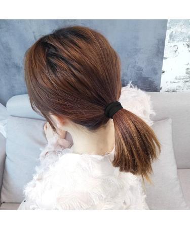 100 Pcs Black Seamless Cotton Hair Ties - Elastic Ponytail Holders & Soft Hair Bobbles for Women Girls & Children - Perfect Hair Accessories - Buy Online on GoSupps.com