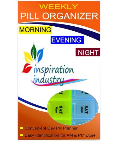 14 Compartment Pill Organizer Box - 7-Day AM/PM Medicine Reminder with Snap Lids for Pills & Vitamins | Inspirations - Buy Online on GoSupps.com