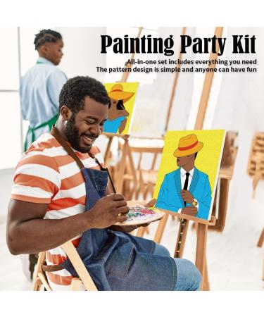VOCHIC Couples Paint Party Kit - Pre Drawn Canvas for Adults - Paint and Sip Date Night Games - Valentine's Day Painting Set - Elegant Ladies Gentlemen Design - 2 Pack 8x10 - Buy Online on GoSupps.com