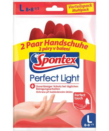 Spontex Perfect Light Household gloves ideal for all cleaning work from nature latex with anti-slip profile reliable protection size L 2 pairs