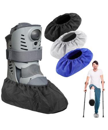 12 Pieces Fracture Walking Boot Cover Recovery Reusable Boot Cover Waterproof Non Skid Foot Brace Cover for Walking Boot Cast Rain Cover, Black Gray Blue