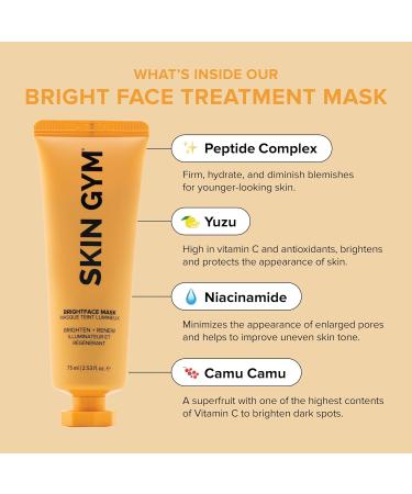 SKIN GYM BrightFace Facial Mask - Brightening Face Treatment with Ascorbic Acid Yuzu & Camu Camu - All Skin Types 2.53 Fl Oz - Buy Online on GoSupps.com