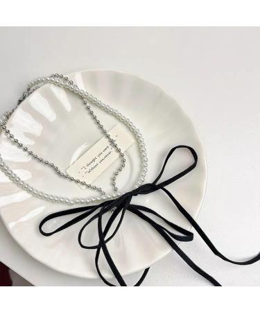 Oralgo Stylish Double Layer Necklace | Modern Butterfly Node with Fringes & Imitation Pearls - Elegant Pearl and Copper Design - Buy Online on GoSupps.com